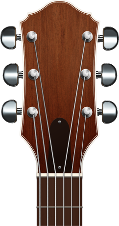 Une tête de guitare acoustique avec des chevilles d’accord